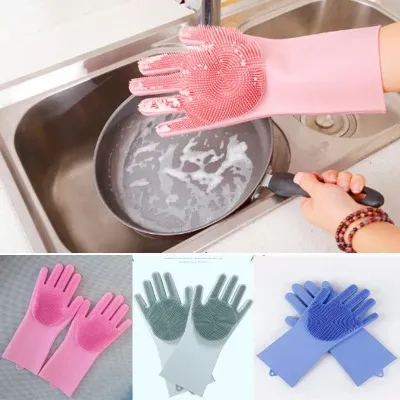 Silicone Reusable Gloves with Wash Scrubber 2 pc